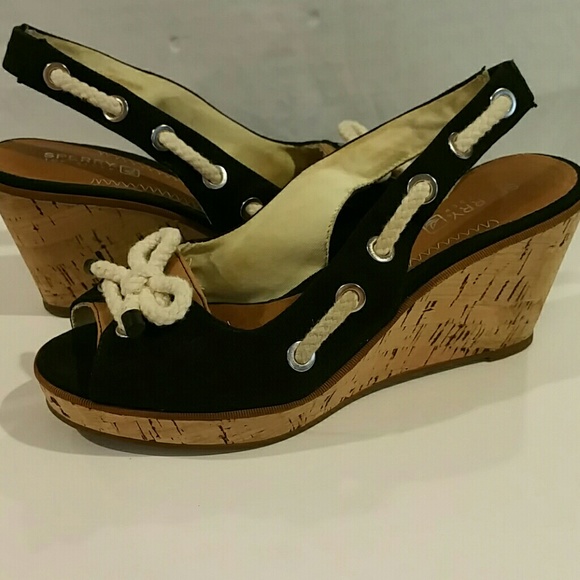 SPERRY TOP SIDER WEDGE PEEP TOE HEELS - Picture 2 of 6